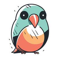 Vector illustration of cute cartoon parrot. Isolated on white background.