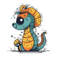 Cute cartoon seahorse. Sea animal. Vector illustration.