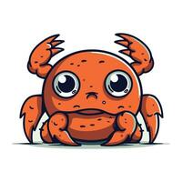 Cute cartoon crab character. Vector illustration isolated on white background.