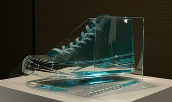 Modern design features transparent glass sneakers Creating using generative AI tools photo