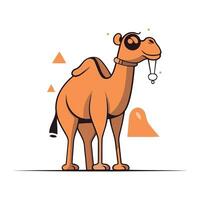 Camel in flat style. Vector illustration. Cute cartoon character.