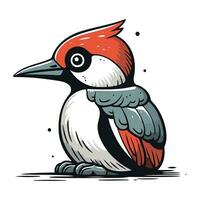 Cute woodpecker cartoon vector illustration isolated on white background.