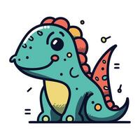 Cute cartoon dinosaur. Vector illustration on white background. Isolated.