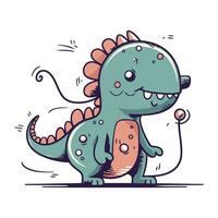 Cute cartoon dinosaur. Vector illustration. Isolated on white background.