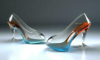 Womens shoes with transparent glass detailing offer elegance Creating using generative AI tools photo