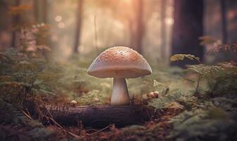 The forest comes alive with magic mushroom sightings Creating using generative AI tools photo