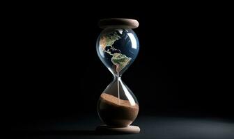 Time is running out for the planet Hourglass with Earth. Creating using generative AI tools photo