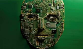 Technological portrait, Circuit board with a human touch Creating using generative AI tools photo