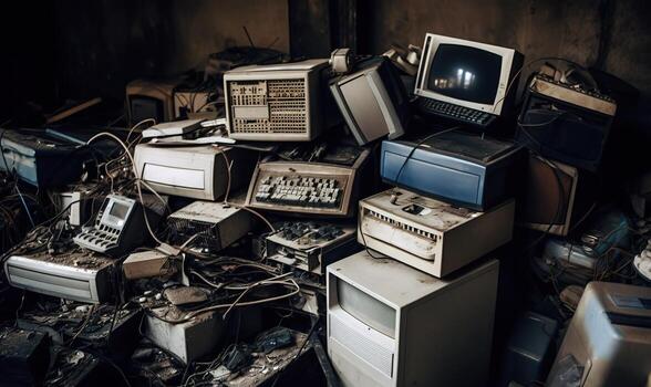 Abandoned electronic devices polluting the environment photo
