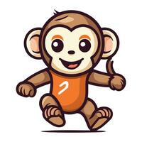 Monkey running isolated on white background. vector illustration. Cartoon character.