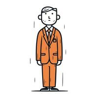 Vector illustration of a man in an orange suit. Cartoon character.