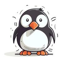 Cute cartoon penguin. Vector illustration isolated on white background.