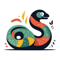 Cute snake in flat style. Vector illustration on white background.