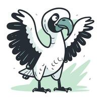 Vector illustration of a vulture on a white background. Cartoon style.