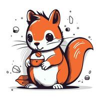 Cute squirrel. Vector illustration on white background. Cartoon style.