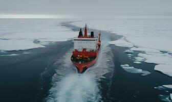 Amidst the Atlantic Ocean, the icebreaker clears icy paths Creating using generative AI tools photo