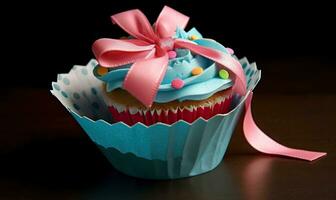 Cupcake birthday present a sweet and thoughtful gift Creating using generative AI tools photo