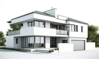 Contemporary home design on isolated white background Creating using generative AI tools photo