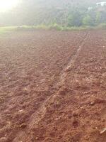 Lighting reflections on a plowed acre photo