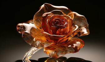 Transparent glass magnifies the beauty of rose flowers Creating using generative AI tools photo
