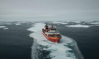 In the icy depths of the Atlantic, the icebreaker cruises Creating using generative AI tools photo
