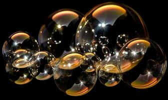 A burst of many transparent and colorful bubbles Creating using generative AI tools photo