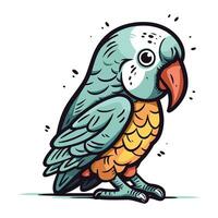 Cute parrot. Hand drawn vector illustration isolated on white background.