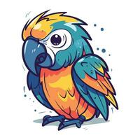 Colorful parrot isolated on a white background. Vector illustration.