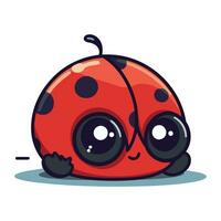 Cute cartoon ladybug. Vector illustration isolated on white background.