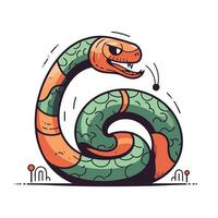 Cute snake. Vector illustration. Isolated on white background.