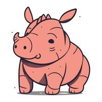 Cute cartoon rhinoceros isolated on white background. Vector illustration.