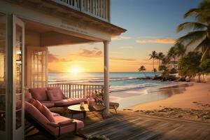 beautiful beach inn evening view AI Generated photo