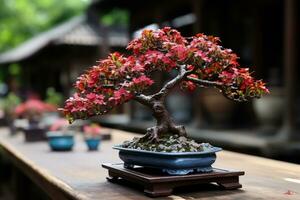 tradicional japonés bonsai planta Arte ai generado foto