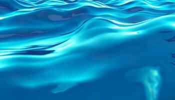 Abstract blue water waves background with liquid fluid texture AI Generative photo