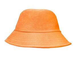 Orange bucket hat isolated on white background photo