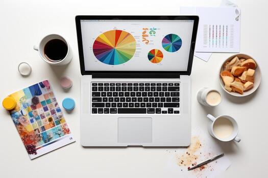 using the personal computer on the table AI Generated photo