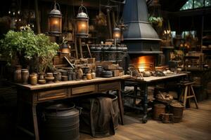 blacksmith tools and equipment professional photography AI Generated photo