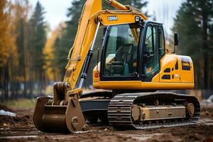 an excavator on a construction site professional photography AI Generated photo