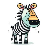 Zebra vector illustration. Cute cartoon zebra animal. Vector illustration.