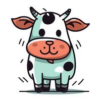 Cute cartoon cow. Vector illustration. Isolated on white background.