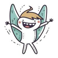 cute happy little boy with wings cartoon vector illustration graphic design.