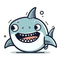 tiburón dibujos animados personaje mascota vector ilustración. linda sonriente tiburón