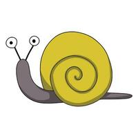 Under water character. Cartoon hand drawn snail vector