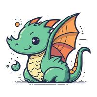 Cute cartoon dragon. Vector illustration. Isolated on white background.