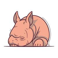 Cute rhinoceros cartoon vector illustration isolated on white background.