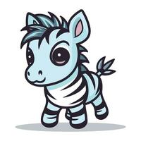 Zebra cartoon character vector illustration. Cute cartoon zebra.