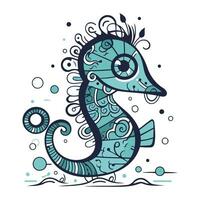 Hippocampus. Hand drawn vector illustration in doodle style.