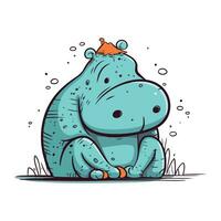 Cute hippo. Vector illustration of a cartoon hippopotamus.