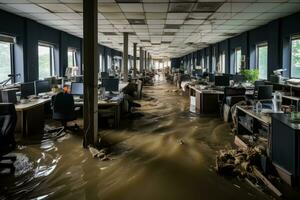 situation flooding in office Starting Scenarios professional advertising photography AI Generated photo