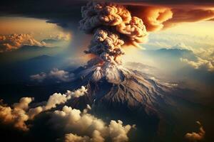 nature disaster volcanic eruption AI Generated photo